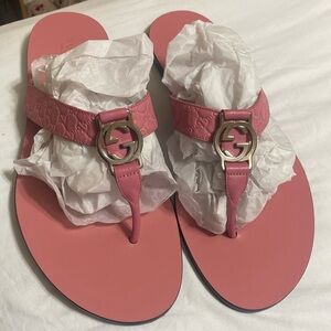Original Gucci Microguccissima GG Interlocking Thong Sandals